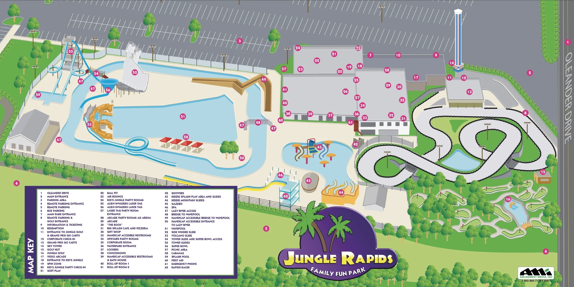 Jungle Rapids Family Fun Park Map 2025