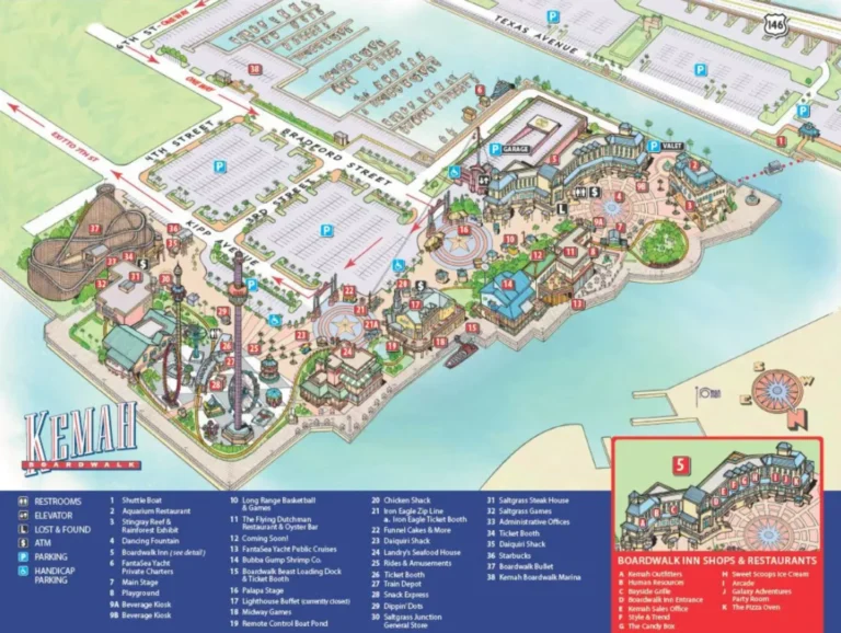Kemah Boardwalk Map 2025