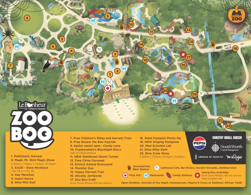Memphis Zoo ZOO BOO Map 2024