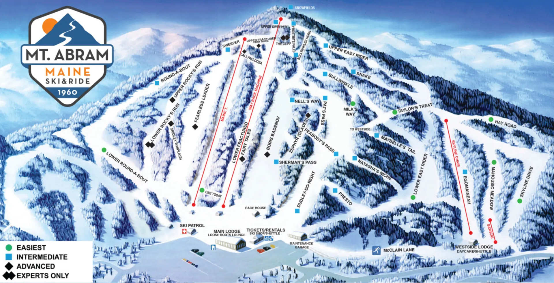 Mt. Abram Ski Resort Map 2025