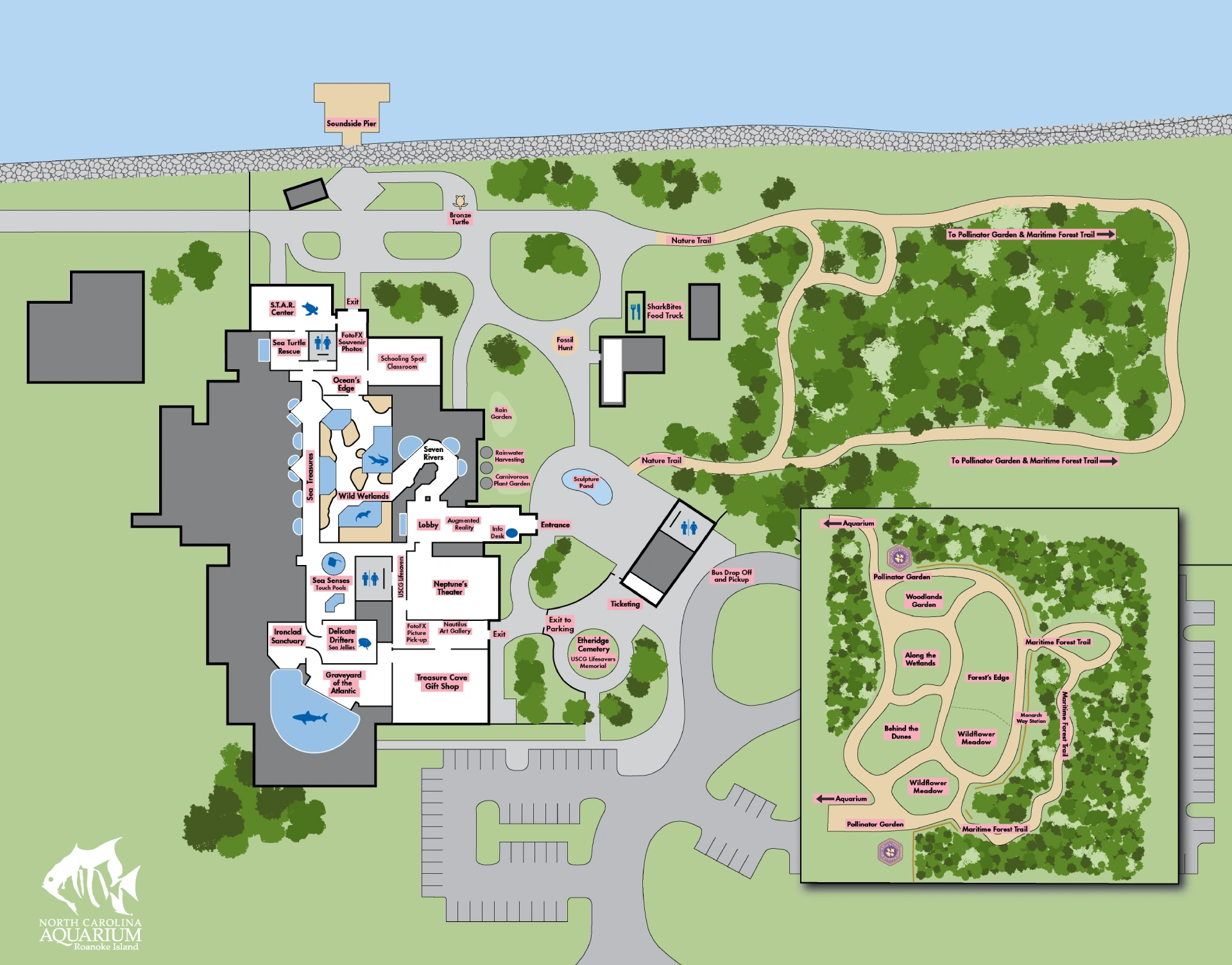 North Carolina Aquariums Roanoke Island Map 2025