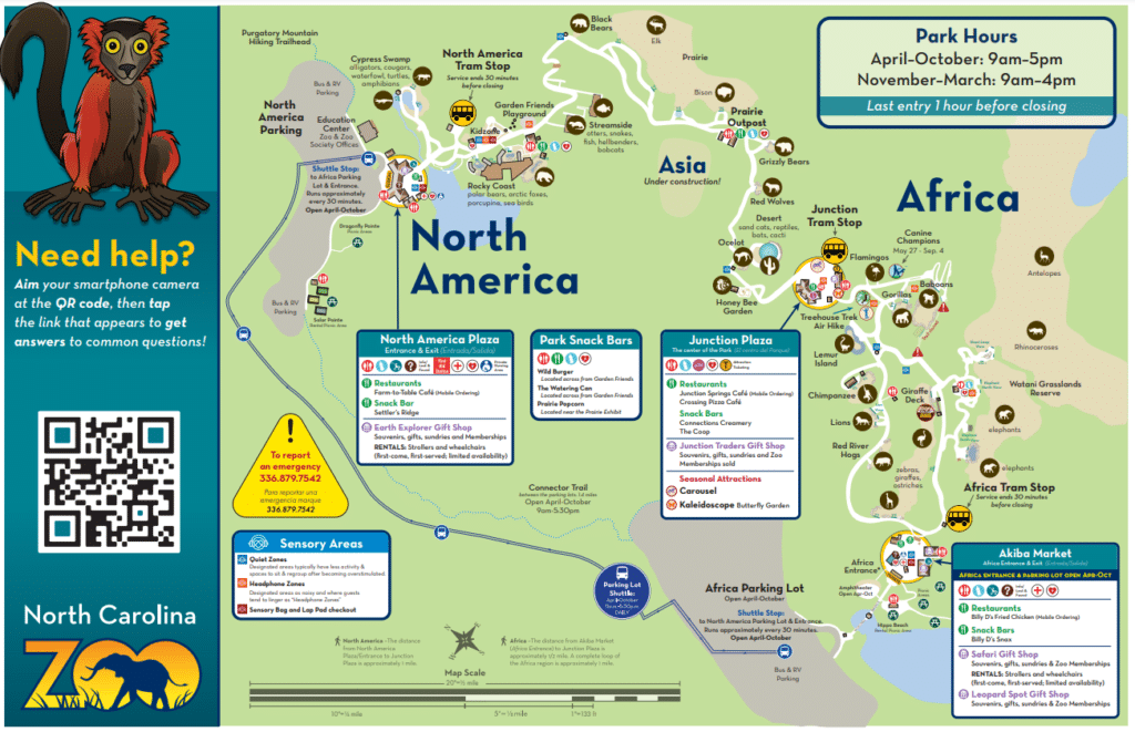 North Carolina Zoo Map and Brochure (2019 - 2024)  ThemeParkBrochures.net
