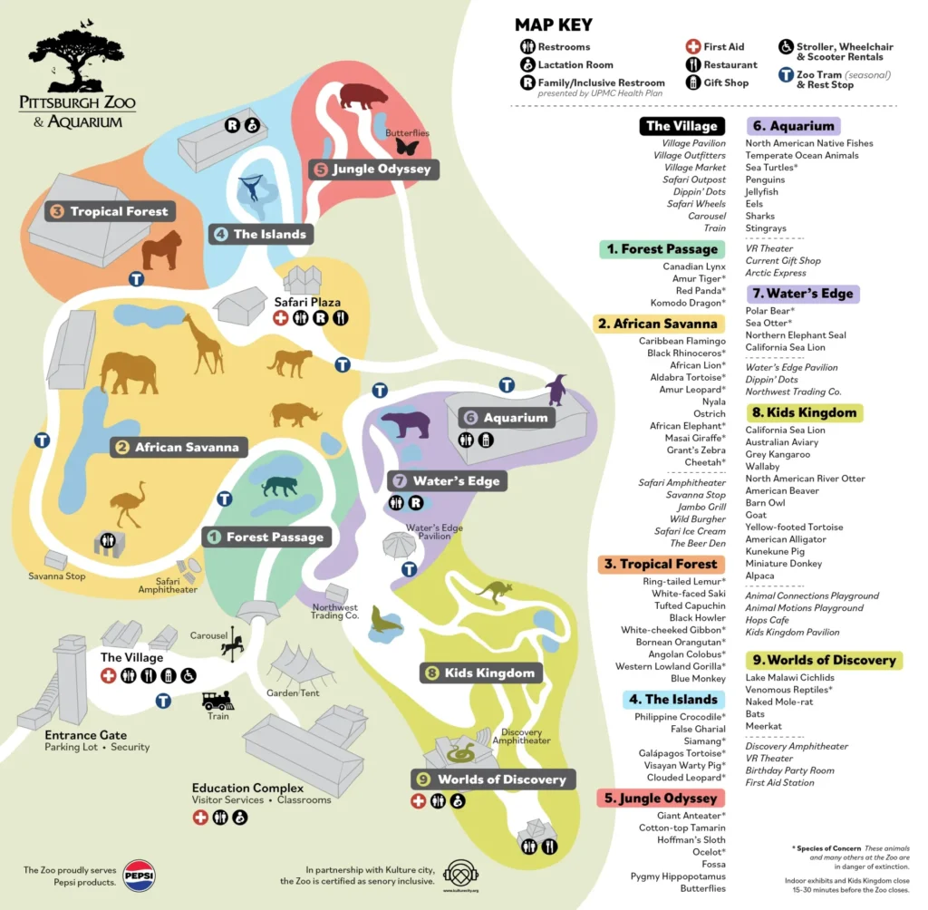 Pittsburgh Zoo & PPG Aquarium Map 2024
