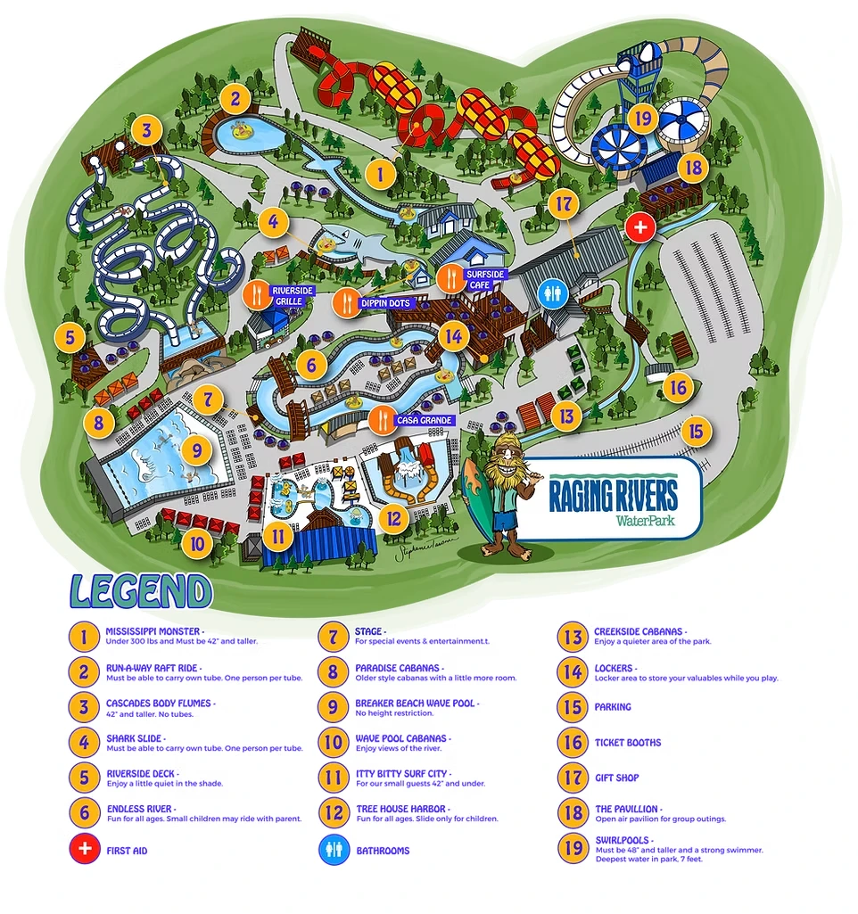 Raging Rivers Waterpark Map 2025