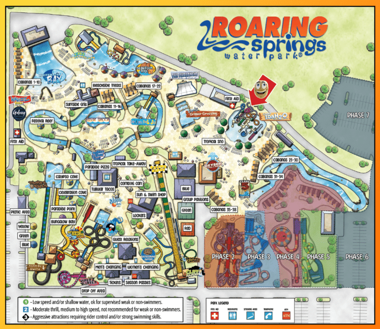 Roatingh Springds Roaring Springs Water Park Map and Brochure (2021 - 2025 ...