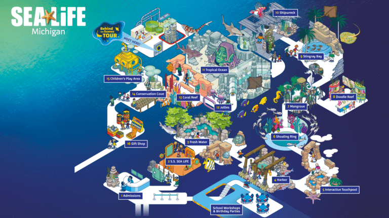 Sea Life Michigan Aquarium Map and Brochure (2022 – 2023)
