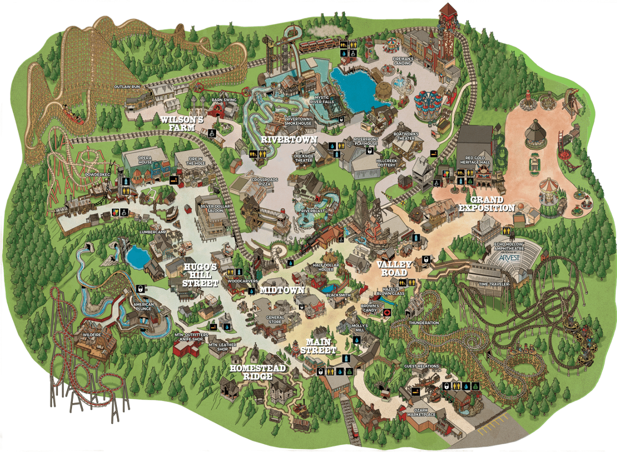 Silver Dollar City Theme Park Map and Brochure (2017 2023