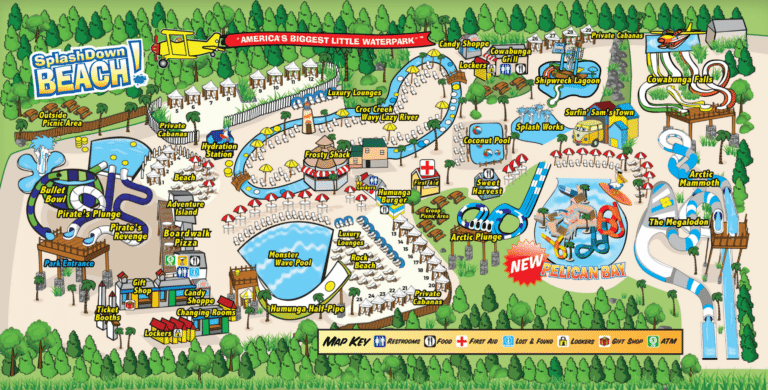 SplashDown Beach Water Park Map and Brochure (2018 – 2025)