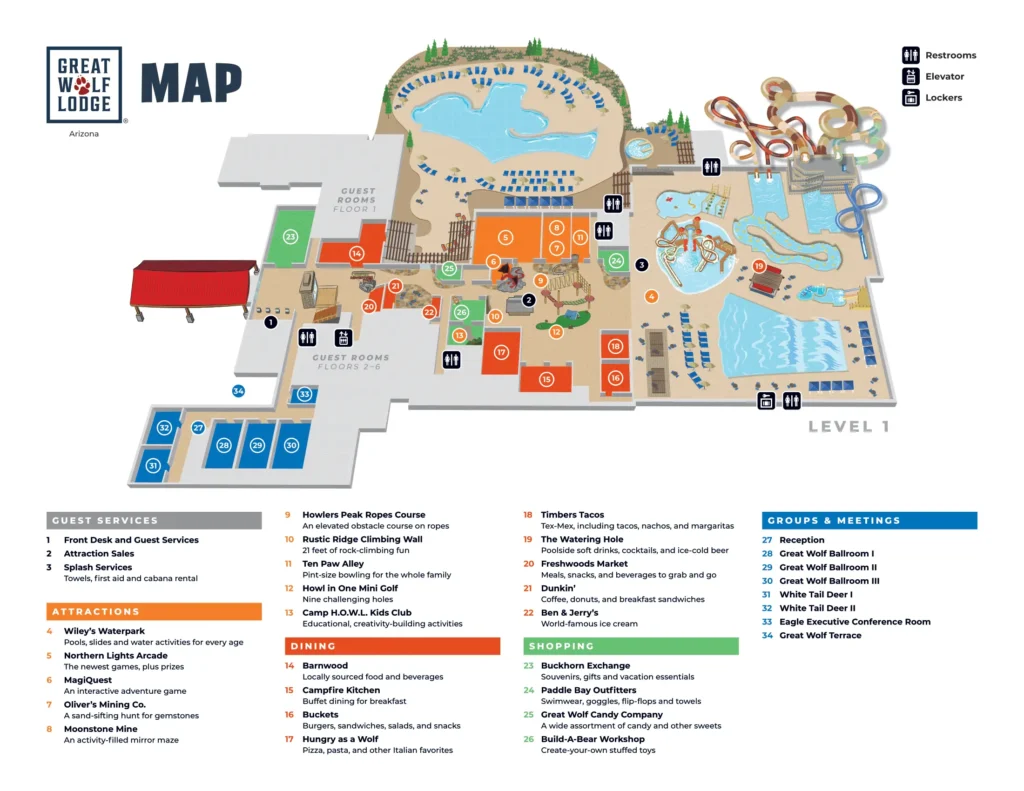 Great Wolf Lodge Water Park Map 2024