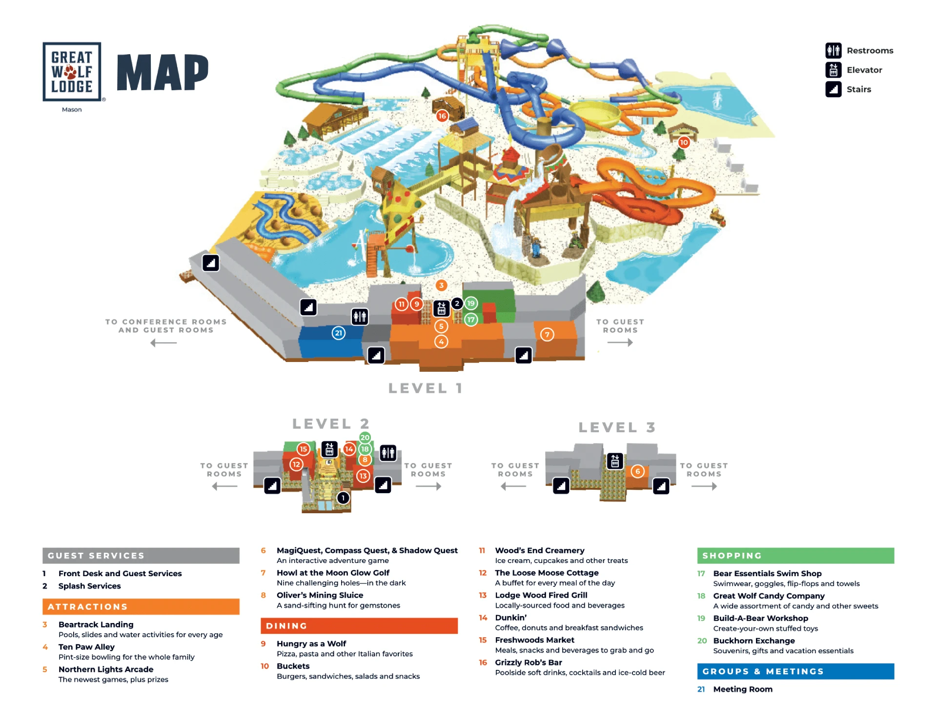 Great Wolf Lodge Water Park - Mason Map 2025
