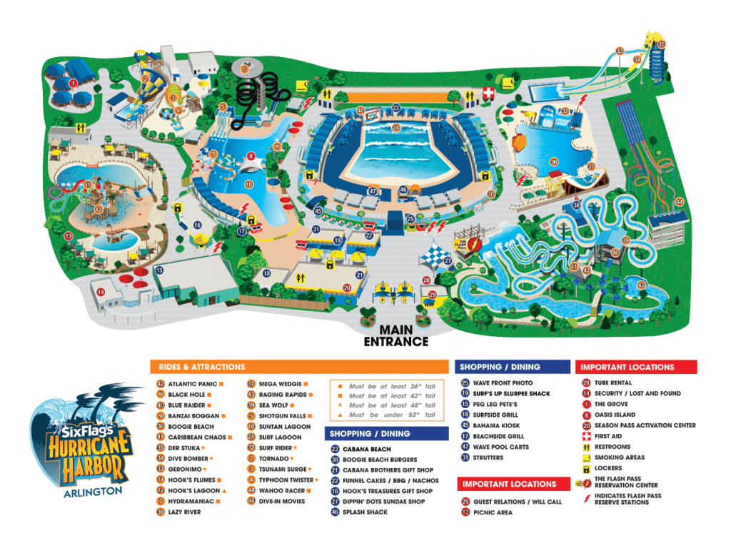Hurricane Harbor Arlington 2016 Map