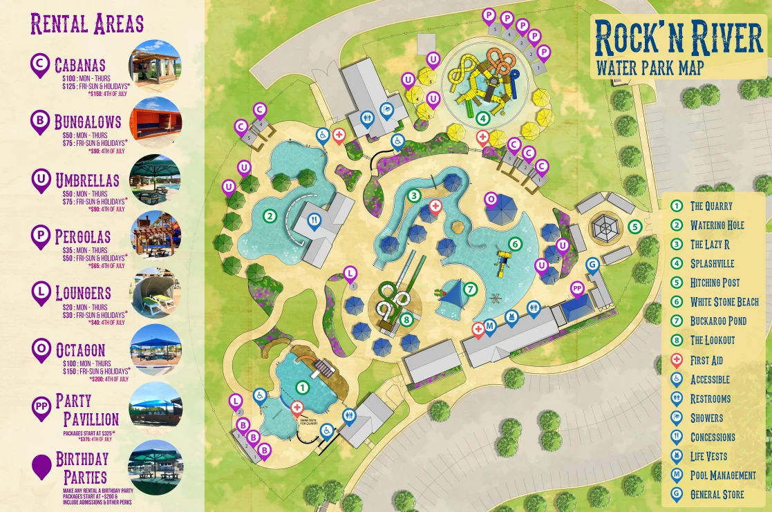 Rock 'N River Water Park Map 2025