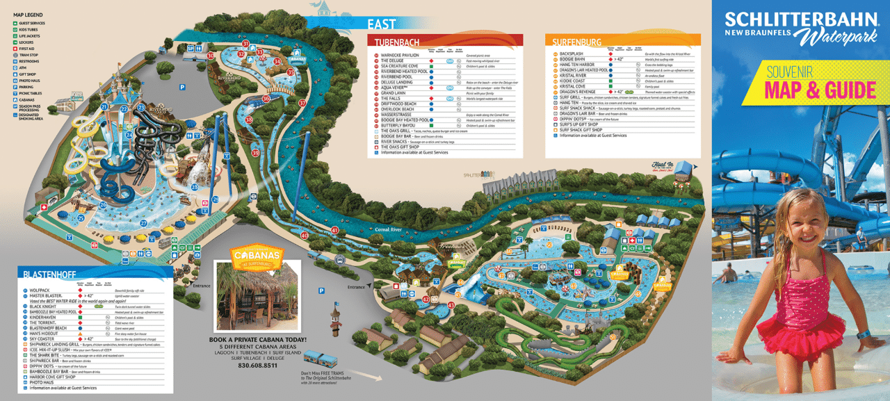 Schlitterbahn Waterpark New Braunfels Map and Brochure (2014 2023