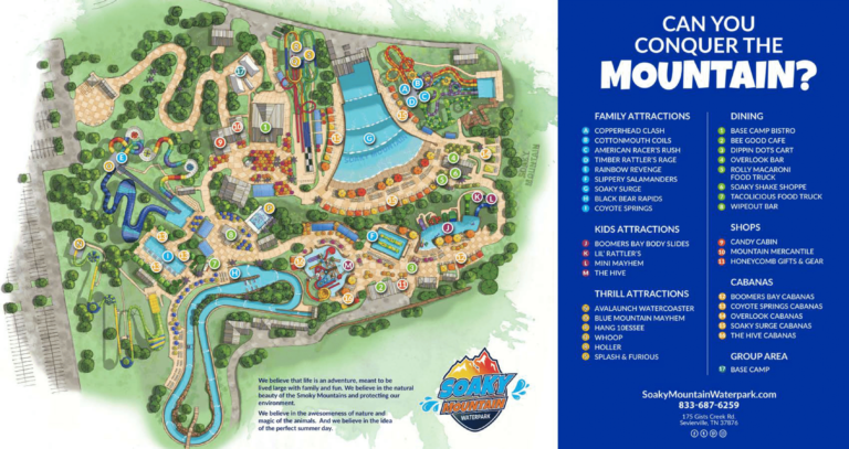 Soaky Mountain Waterpark Map 2020