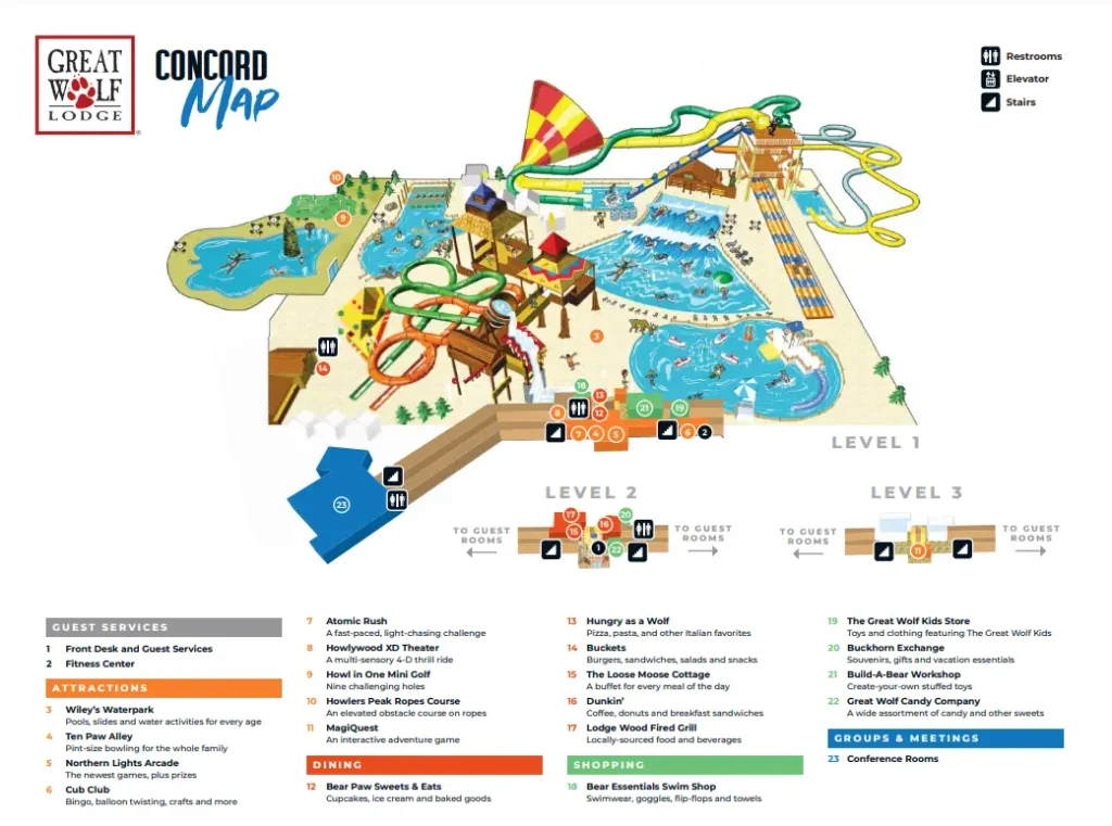 Great Wolf Lodge Water Park Concord Map 2021