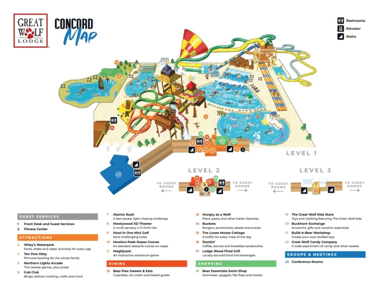 Great Wolf Lodge Water Park Concord Map 2022