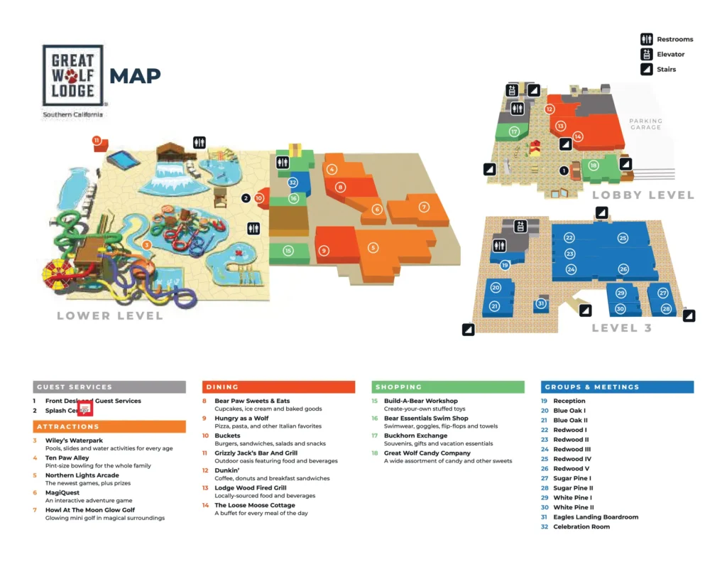 Great Wolf Lodge Water Park Southern California Map 2022