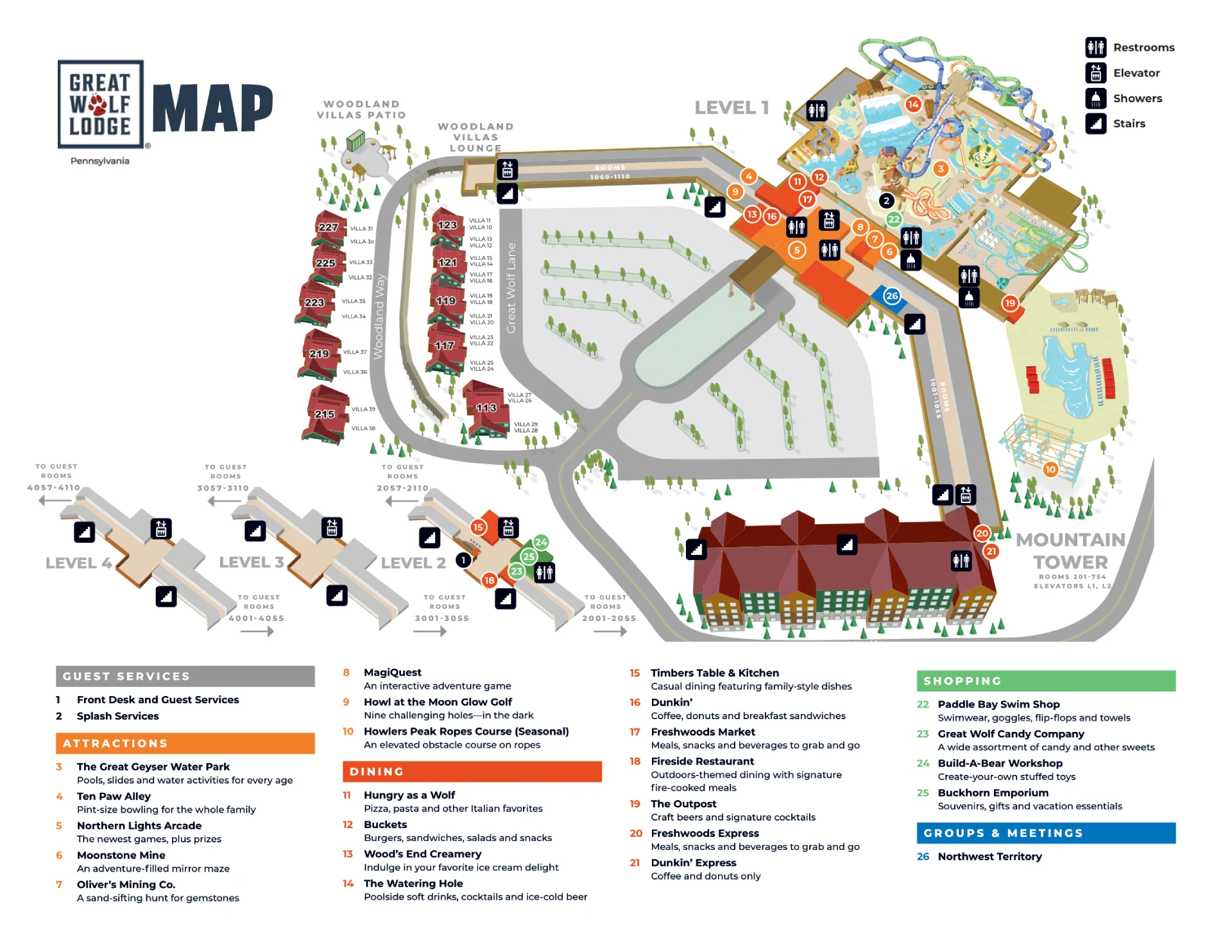 Great Wolf Lodge Water Park | Pocono Mountains Map 2025