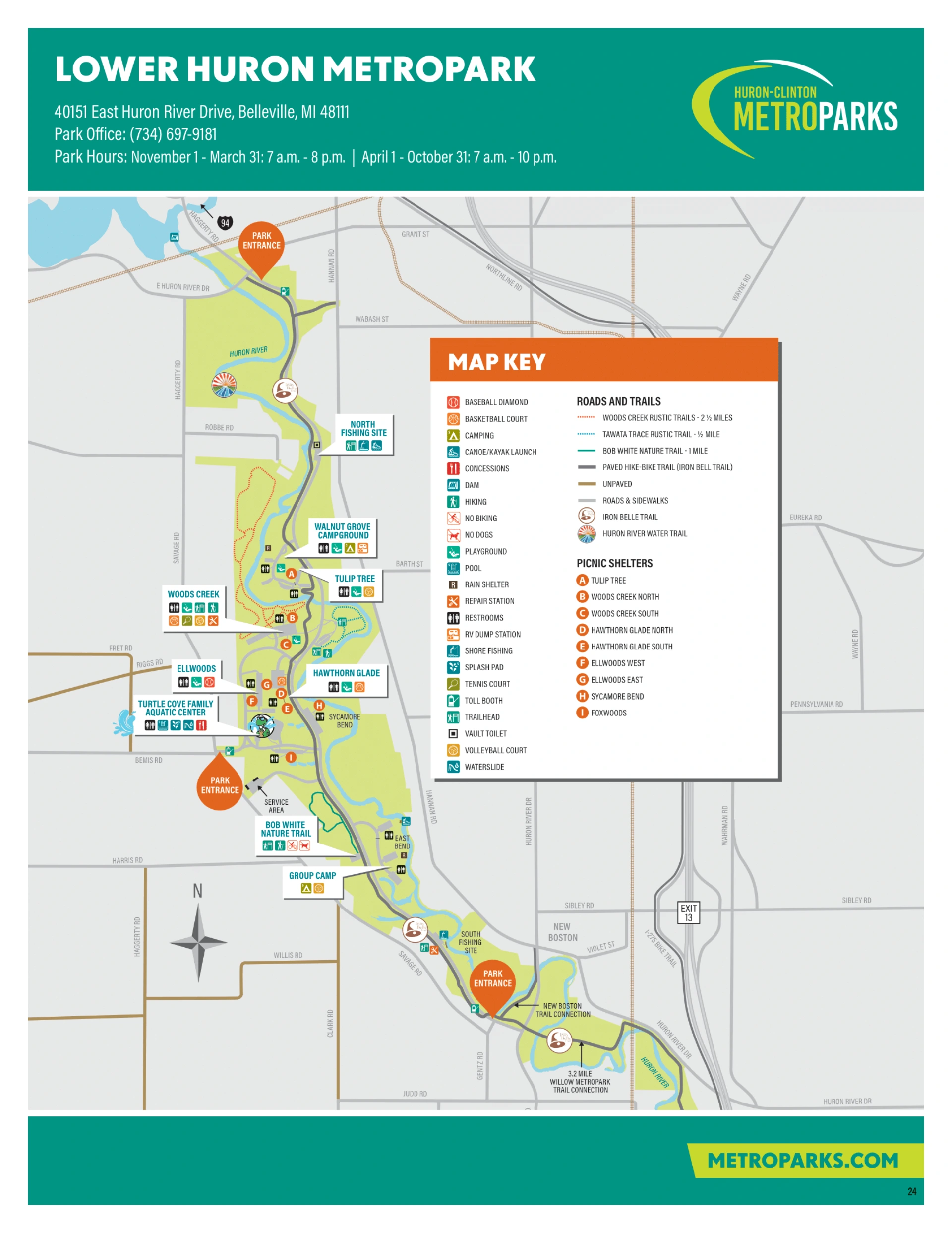 Lower Huron Metropark - Turtle Cove Family Aquatic Center Map 2025-1