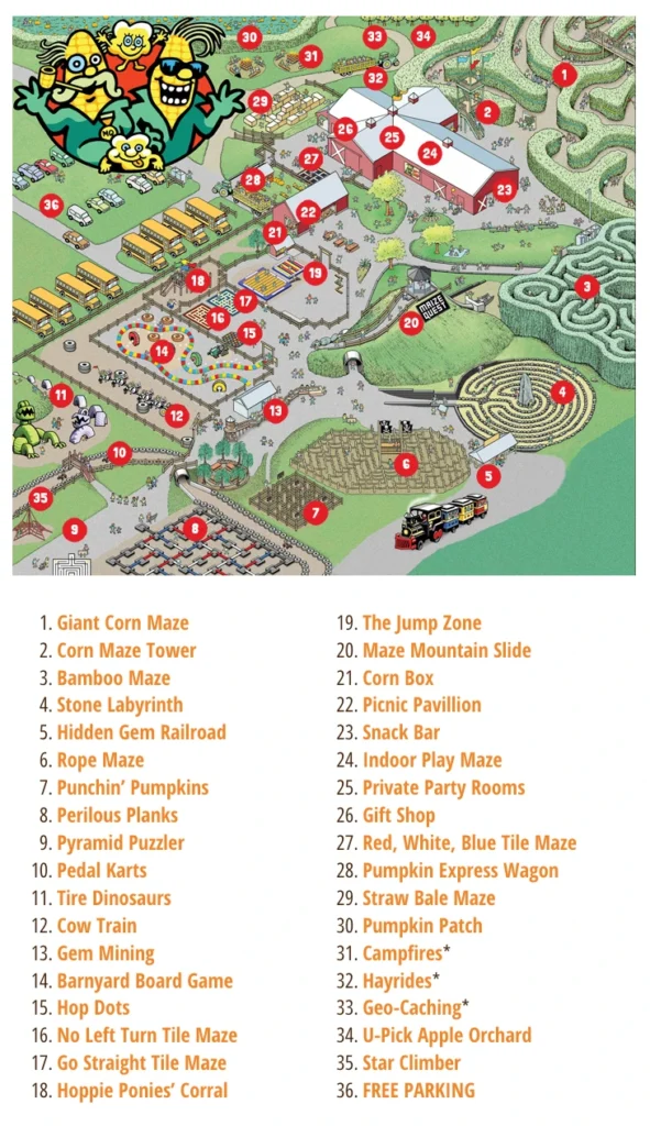 Maize Quest Fun Park Map 2025