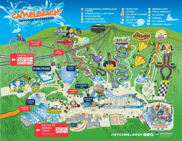 Camelbeach Outdoor Waterpark at Camelback Resort Map 2023