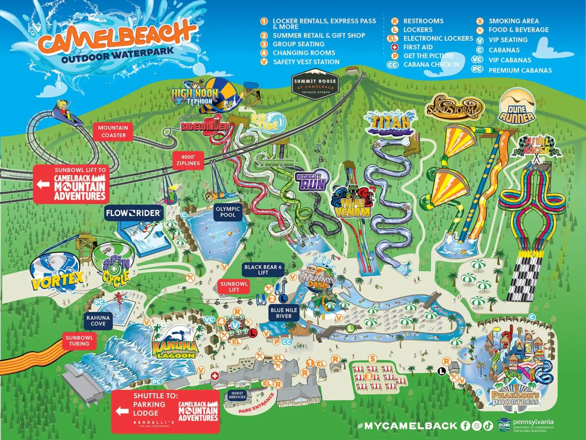 Camelbeach Outdoor Waterpark at Camelback Resort Map 2025