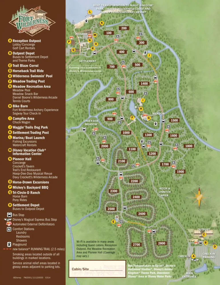 Disney Fort Wilderness Campground Map with Site Numbers (2023 – 2024)