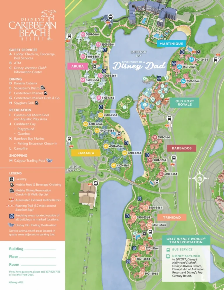 Disney's Caribbean Beach Resort Map 2025