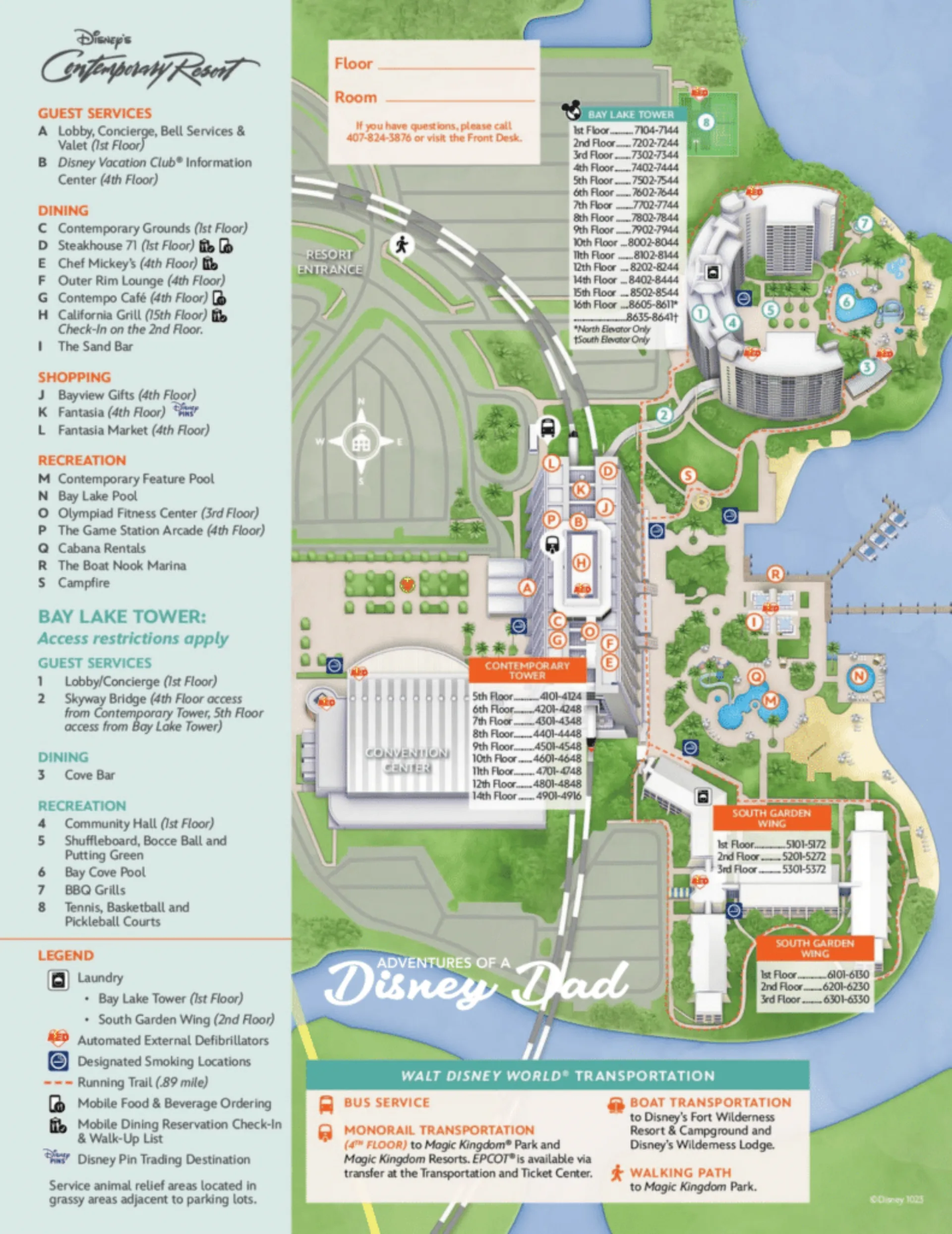 Disney's Contemporary Resort Map 2025