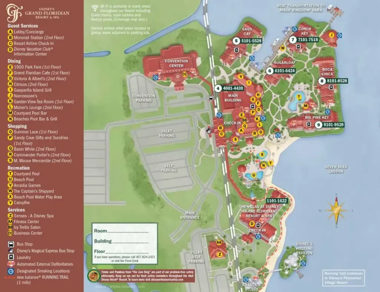 Disney's Grand Floridian Resort & Spa Map 2015
