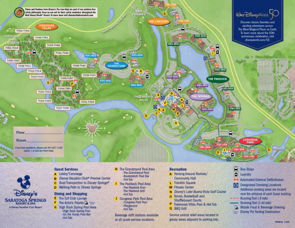 Disney's Saratoga Springs Resort & Spa Map 2022