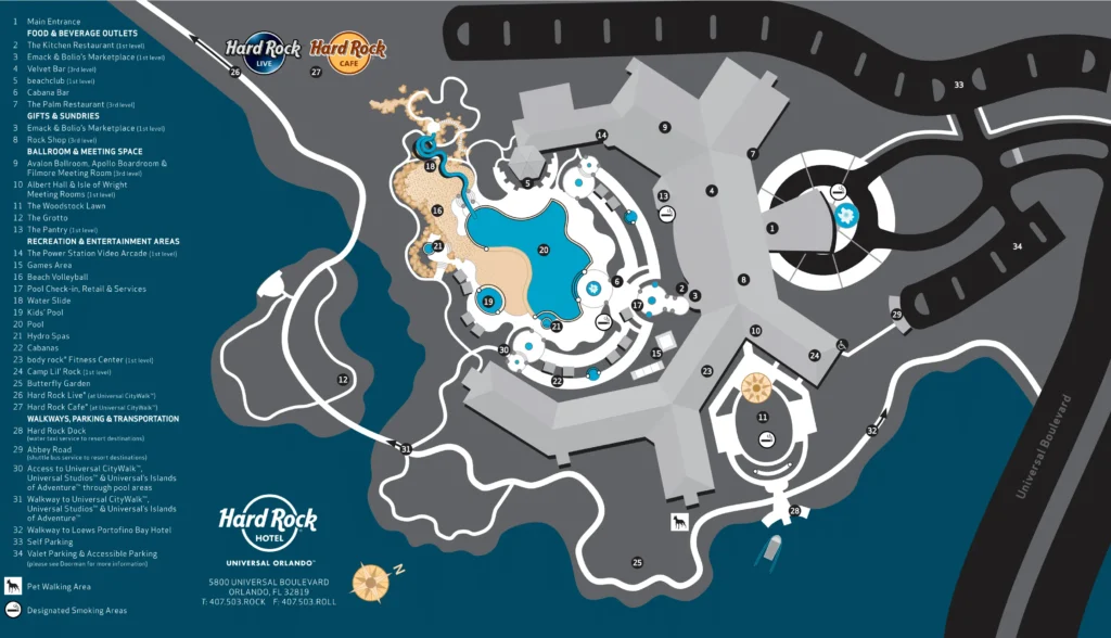 Hard Rock Hotel at Universal Orlando Map 2020