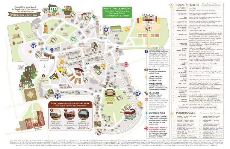Pennsylvania Renaissance Faire Map 2023