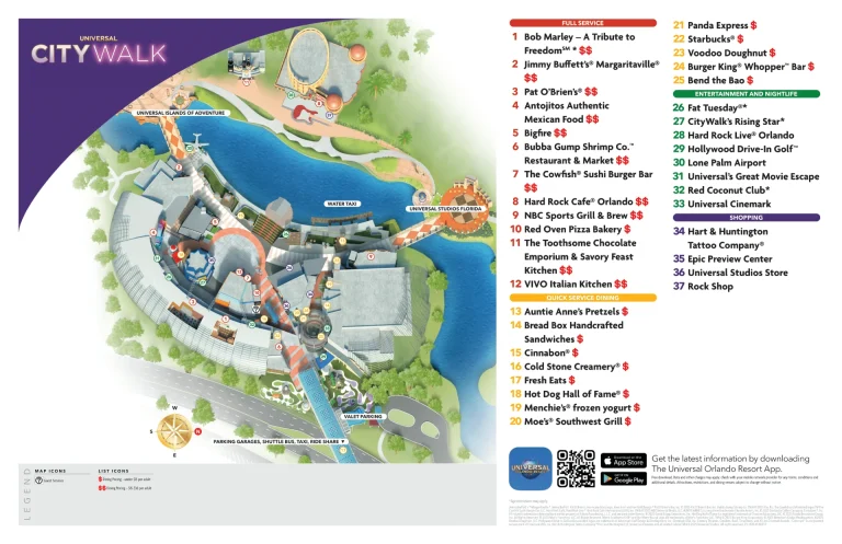 Universal CityWalk Orlando Map 2025