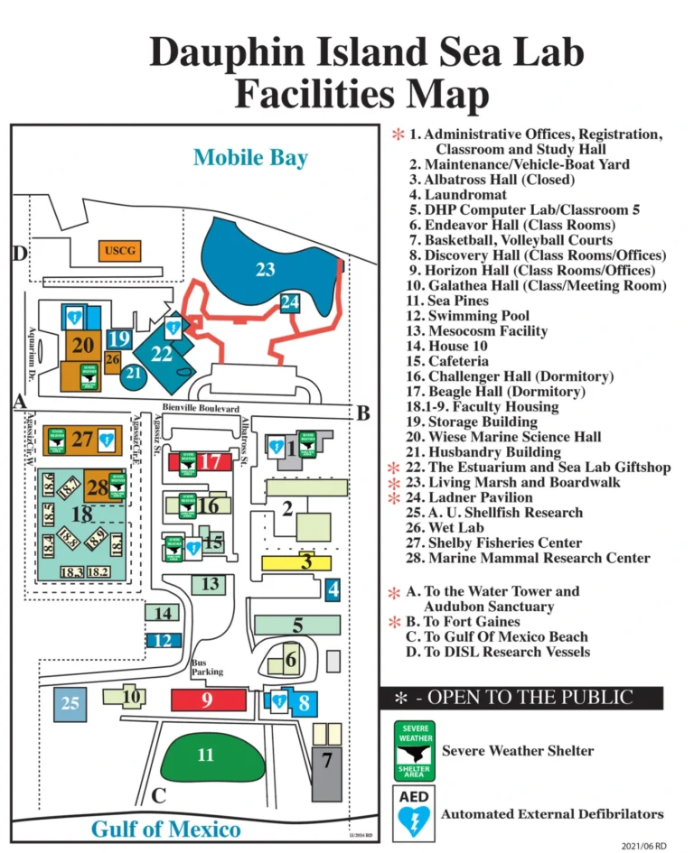 Alabama Aquarium at the Dauphin Island Sea Lab Map 2021
