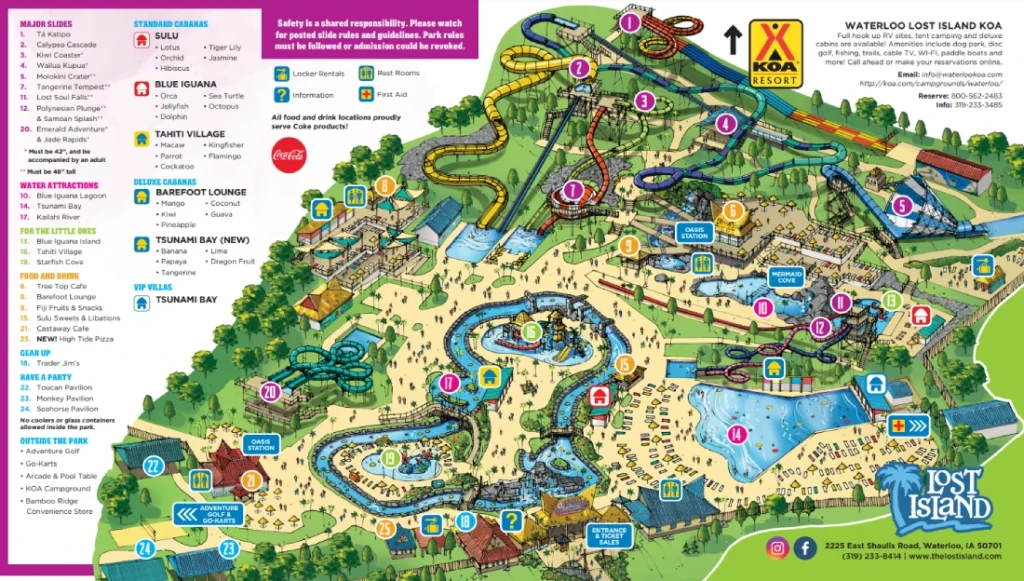 Lost Island Waterpark Map 2021