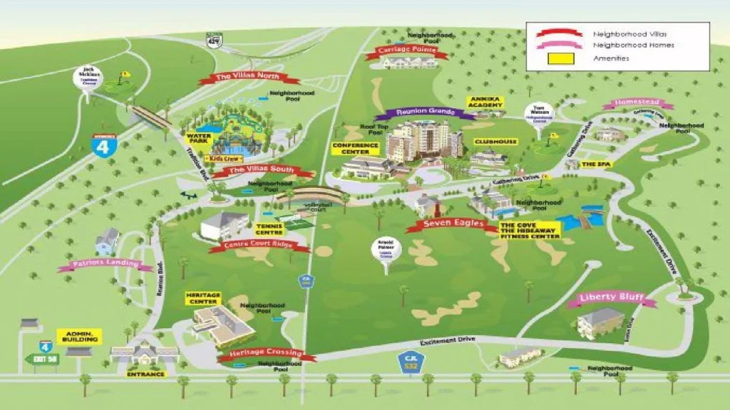 Reunion Resort Water Park Map 2020