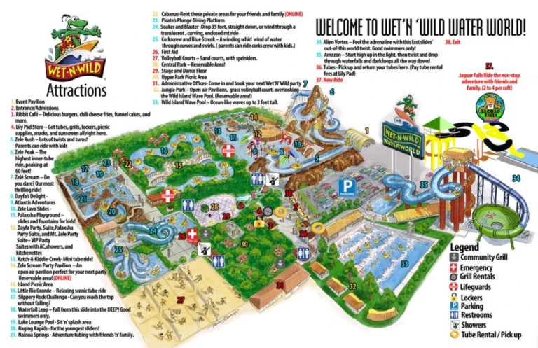 Wet 'N' Wild Waterworld Map 2020