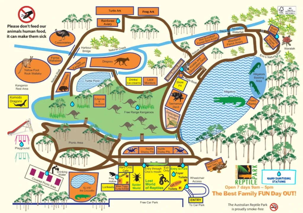 Australian Reptile Park Map 2023