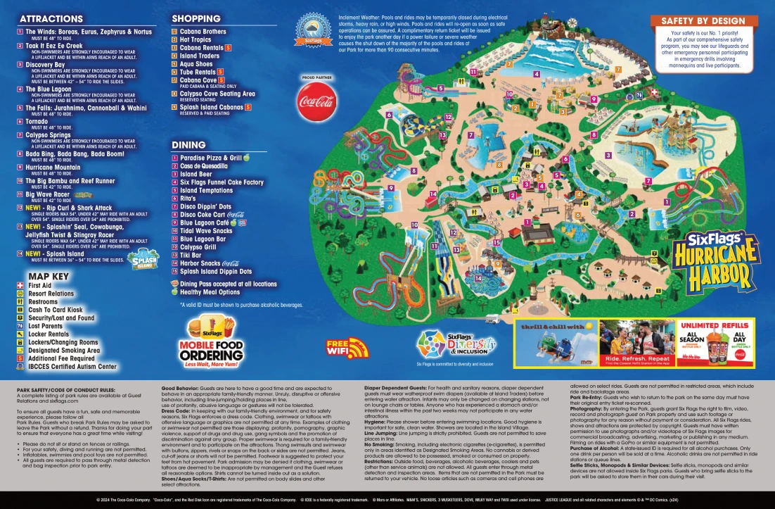Six Flags Hurricane Harbor New Jersey Map (2024 2013)
