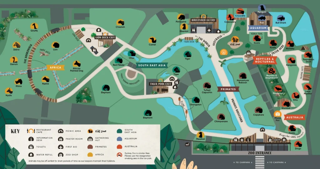 Sydney Zoo Map 2022