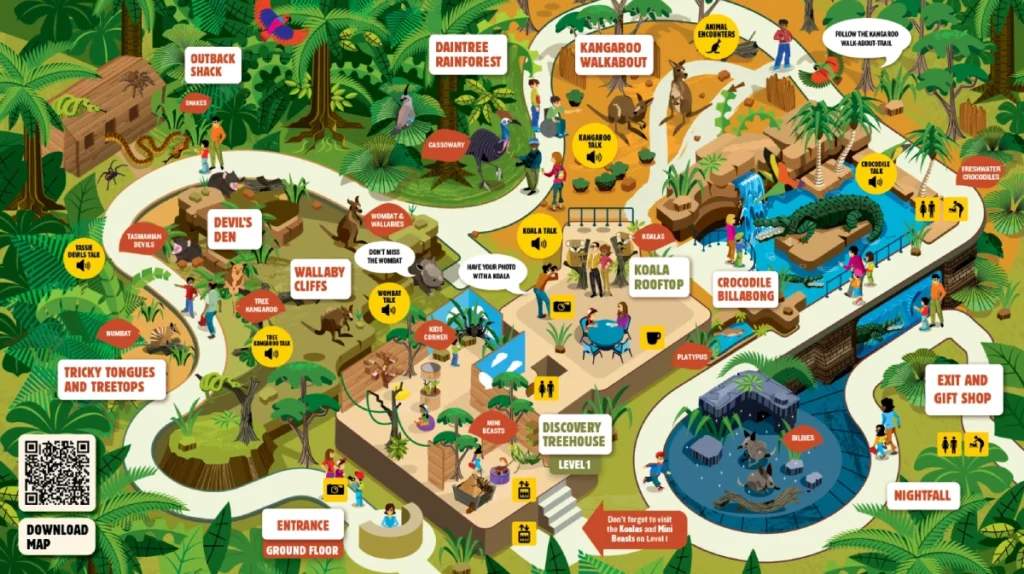 WILD LIFE Sydney Zoo Map 2023