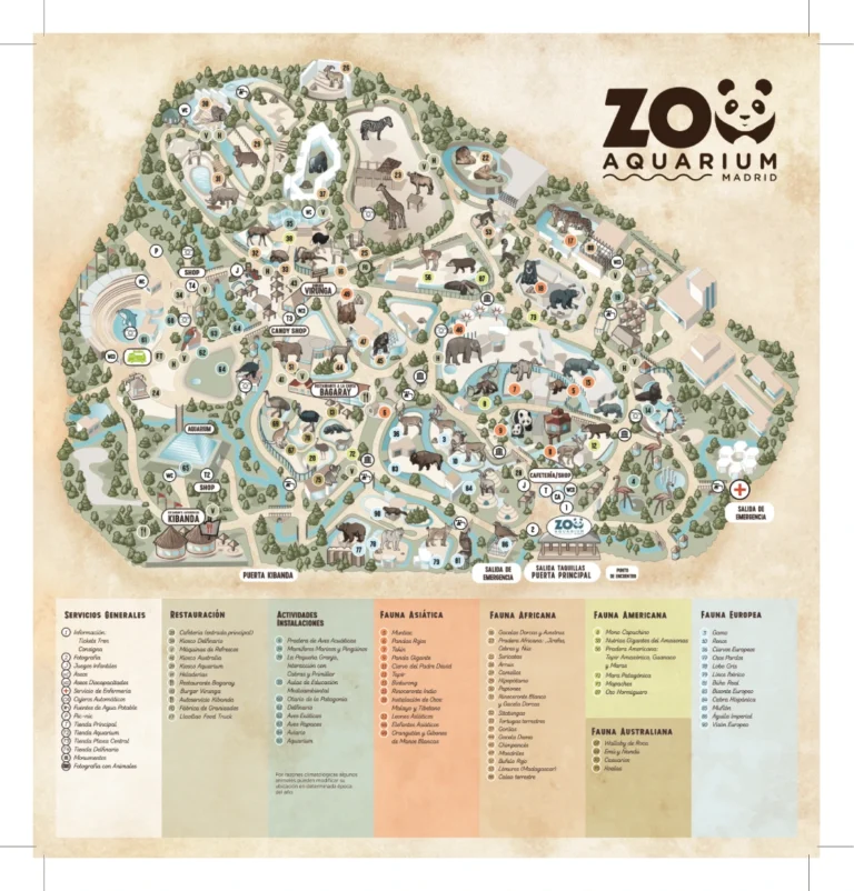 Zoo Aquarium de Madrid Map 2024