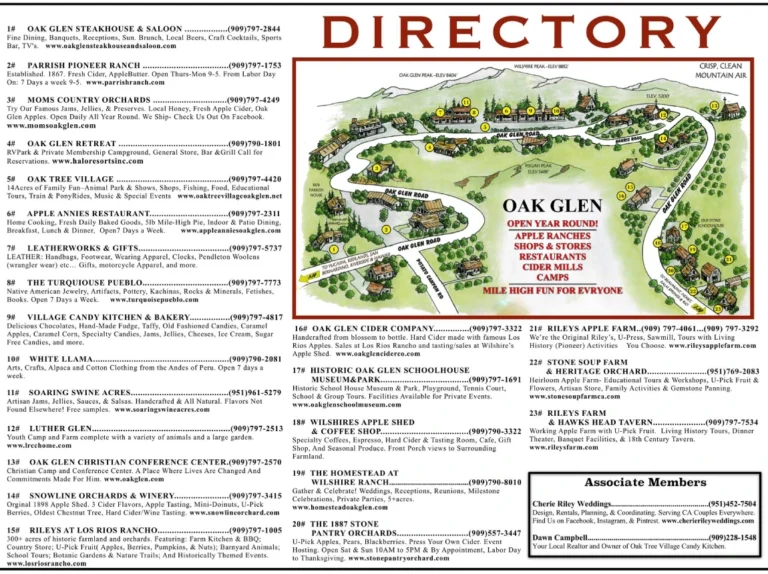 Oak Glen Apple Farm Ranch Map 2021