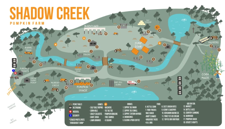 Shadow Creek Pumpkin Farm Map 2024