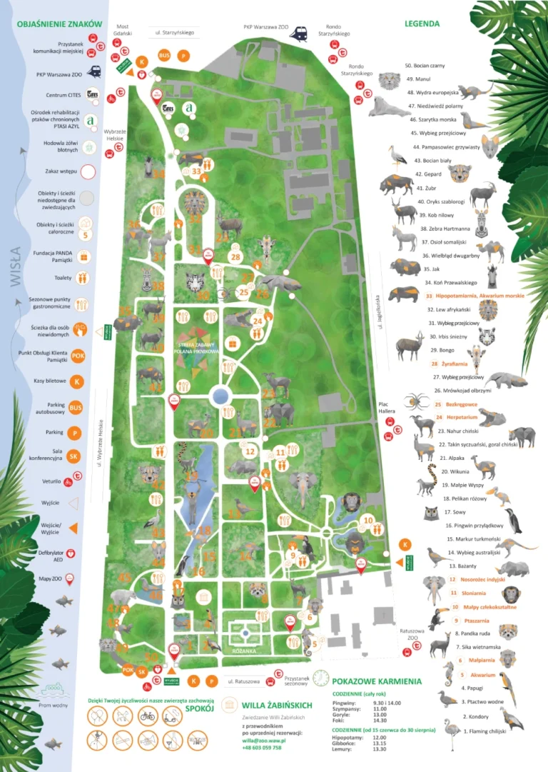 City Zoological Garden in Warsaw Map 2022