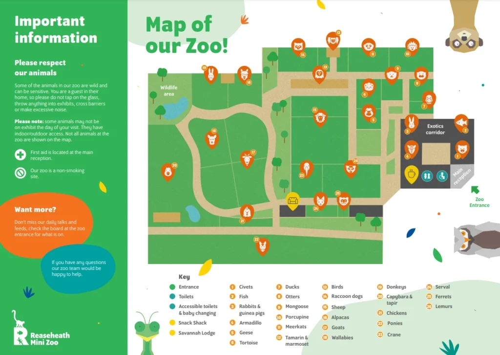 Reaseheath Mini Zoo Map 2020