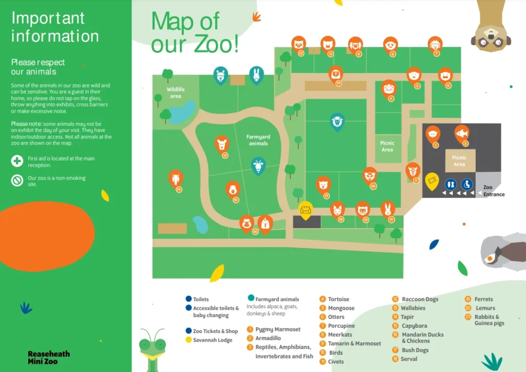 Reaseheath Mini Zoo Map 2023