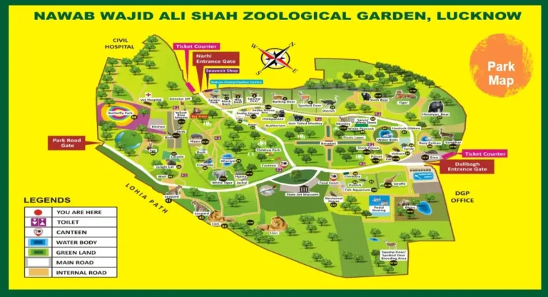 Nawab Wajid Ali Shah Zoological Garden Map 2023