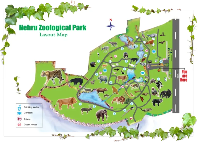 Nehru Zoological Park Map 2023